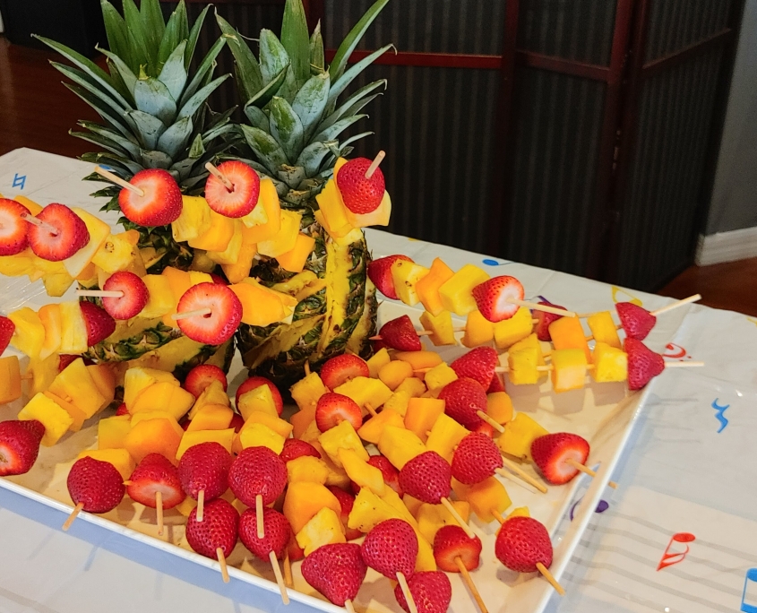 Fruit platter with pineapple and strawberries