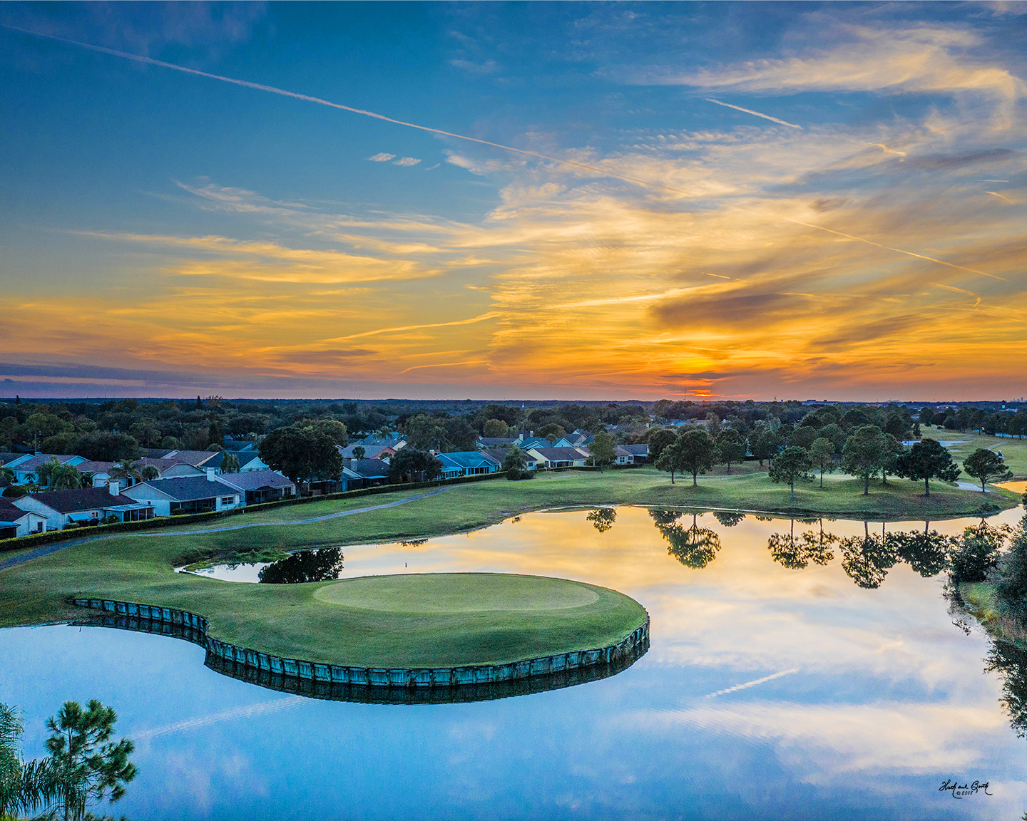 course at sunset
