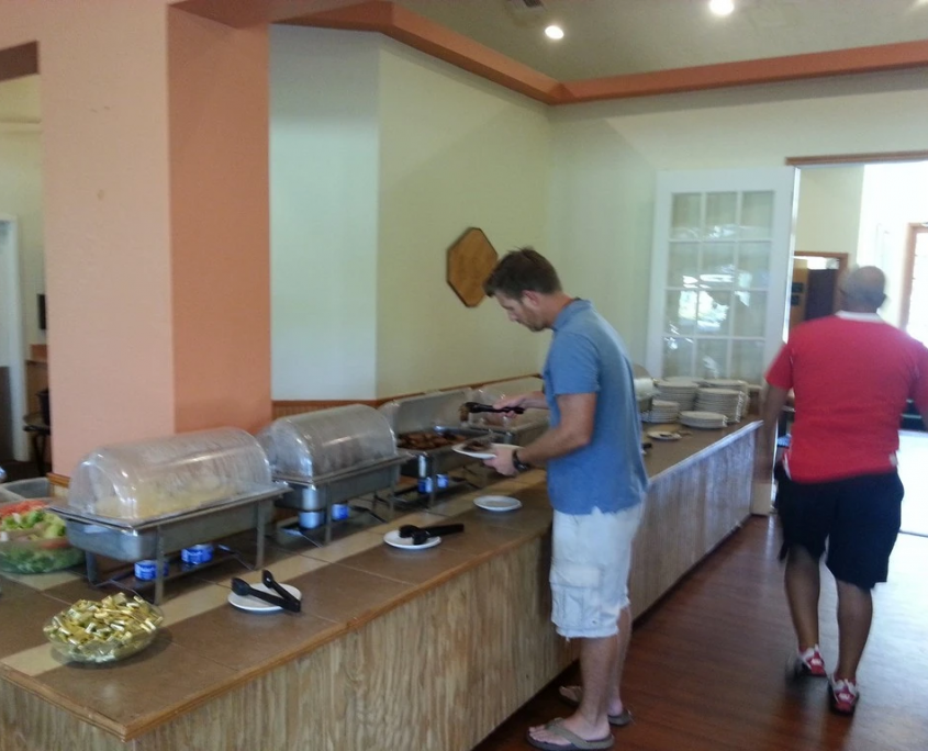 Food display with guests serving themselves